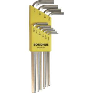 ボンダス BONDHUS ボンダス HLX10B 六角L-レンチ ロング メッキ インチ セット10本組 1/16-1/4 BONDHUS