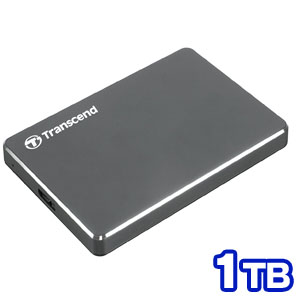 トランセンド Transcend USB3.1 Gen 1 2.5インチ スリムタイプ ポータブルHDD 1TB TS1TSJ25C3N アイロングレー