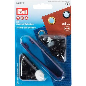 プリム Prym プリム 両面ハトメ アイレット φ8mm 24組入 ブラックニッケル PRM541376 Prym