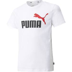 プーマ PUMA プーマ ESS+ 2カラー ロゴ Tシャツ 140 ホワイト ハイリスク レッド 589115