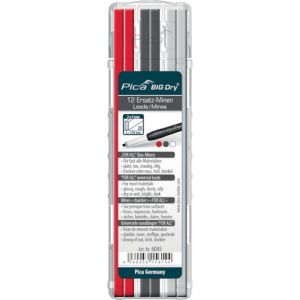 ピカマーカー Pica Marker ピカマーカー 6045 建築用線引きシャープペンシル用替芯 12本入り 赤黒白 各4本