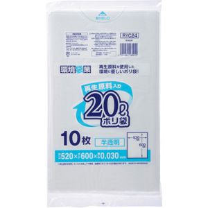 ジャパックス ジャパックス RYC24 再生原料入りポリ袋20L 半透明