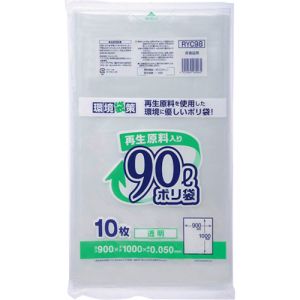 ジャパックス ジャパックス RYC98 再生原料入りポリ袋90L 透明