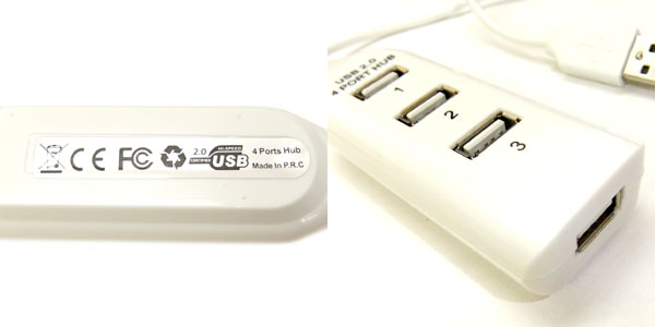  コンセント型 USBハブ 4ポート 電源タップ型(ホワイト) ケーブル50cm PC ノートパソコン パスパワー HUB