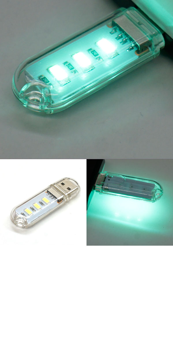  輸入特価アウトレット USBメモリー型ランプ USB接続 3LEDライト グリーン