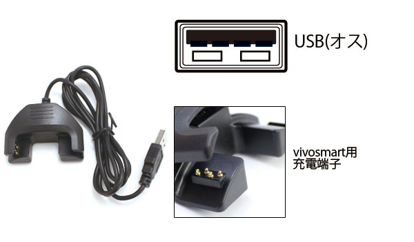  輸入特価アウトレット ガーミン vivosmart用 USB充電ケーブル 1m