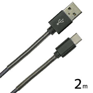 輸入特価アウトレット USB3.1 typeC - USB2.0オス 2m メッシュブラック
