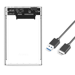 輸入特価アウトレット USB3.0接続 2.5インチSATAハードディスクケース クリア 内蔵HDD SSD