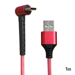輸入特価アウトレット USB TypeCスタンド メッシュケーブル レッド 1m
