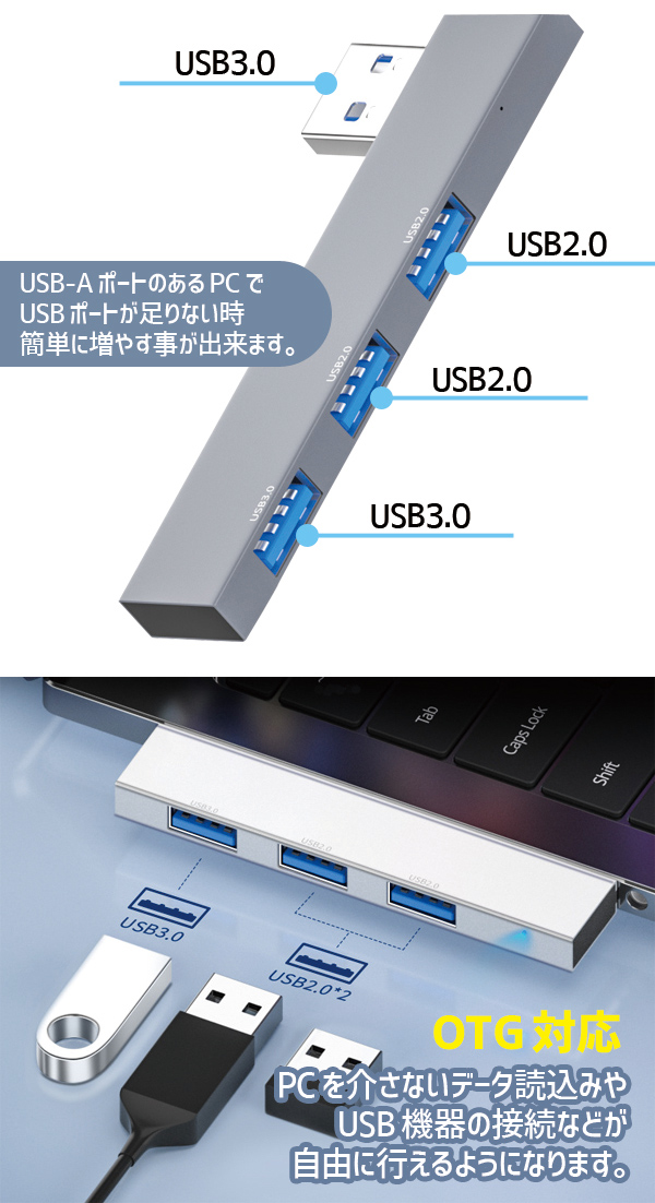  輸入特価アウトレット USB3.0 USBハブ USB3.0 1ポート USB2.0 2ポート