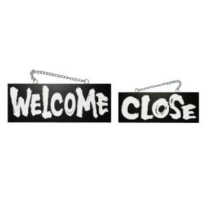 のぼり屋工房 のぼり屋工房 木製サイン 黒 中横 WELCOME/CLOSE 3981