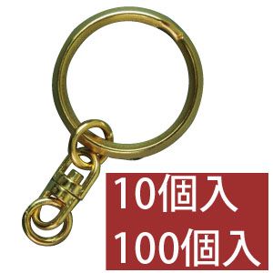 日本紐釦貿易 Nippon Chuko NBK 回転カン付きキーホルダー金具 10個入り 全長4.5cm ゴールド KD19 日本紐釦貿易