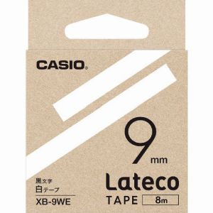 カシオ CASIO カシオ XB9WE ラテコ Lateco 専用詰め替えテープ 9mm 白テープに黒文字
