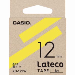 カシオ CASIO カシオ XB12YW ラテコ Lateco 専用詰め替えテープ 12mm 黄テープに黒文字