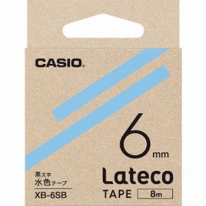 カシオ CASIO カシオ XB6SB ラテコ Lateco 専用詰め替えテープ 6mm 水色テープに黒文字