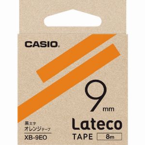カシオ CASIO カシオ XB9EO ラテコ Lateco 専用詰め替えテープ 9mm オレンジテープに黒文字