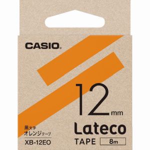 カシオ CASIO カシオ XB12EO ラテコ Lateco 専用詰め替えテープ 12mm オレンジテープに黒文字