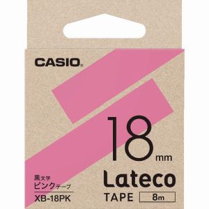 カシオ CASIO カシオ XB18PK ラテコ Lateco 専用詰め替えテープ 18mm ピンクテープに黒文字