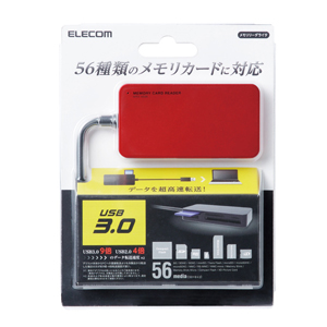 エレコム ELECOM エレコム MR3-A006XRD メモリリーダライタ USB3.0対応 スリムコネクタ レッド