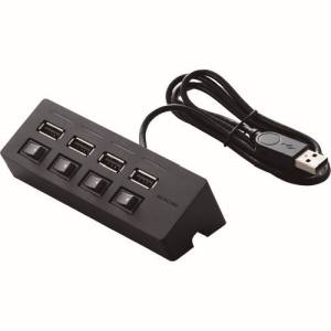 エレコム ELECOM エレコム U2H-TZS428SBK 4ポート 機能主義USBハブ スイッチ付き ACアダプタ付 ブラック