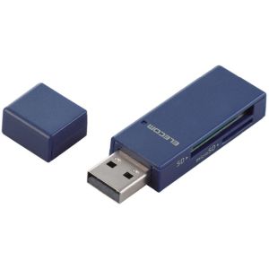 エレコム ELECOM エレコム MR-D205BU メモリリーダライタ 直挿しタイプ USB2.0対応 SD+microSD対応 ブルー
