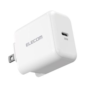 エレコム ELECOM エレコム ACDC-PD2130WH ノートPC用ACアダプター USB充電器 USB Power Delivery認証 30W USB-C1ポート スイングプラグ ホワイト