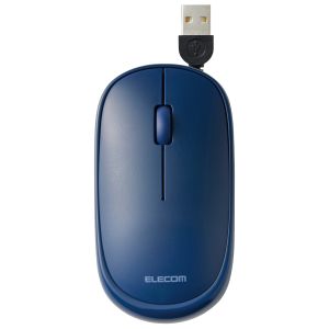ELECOM エレコム エレコム M-TM10UBBU マウス 有線 3ボタン 薄型 ケーブル巻取式 ブルー