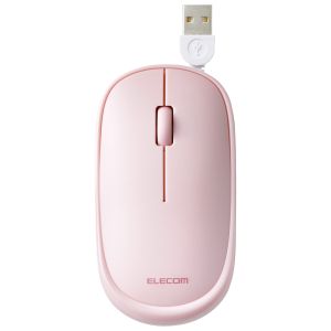 ELECOM エレコム エレコム M-TM10UBPN マウス 有線 3ボタン 薄型 ケーブル巻取式 ピンク