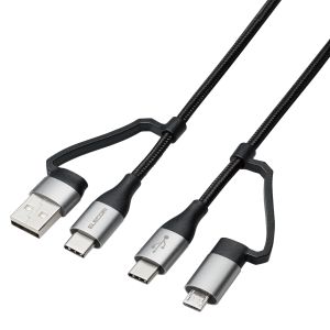 エレコム ELECOM エレコム MPA-AMBCC10BK 4in1 USBケーブル USB-A+USB-C Micro-B+USB-C USB Power Delivery対応 1.0m ブラック