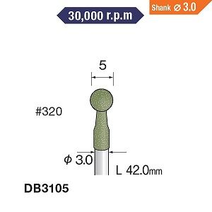 ミニター ミニモ Minimo ミニター ミニモ DB3105 研磨用ゴム砥石 WA ミディアム ＃320 φ5 10本入