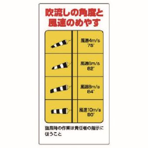 ユニット UNIT ユニット 327-19 玉掛関係標識 吹流し角度と風速のめやす