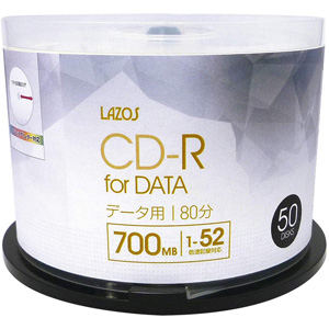 lazos ラソス ラソス L-CD50P CD-R 700MB for DATA 50枚 1-52倍速対応 1回記録用 lazos