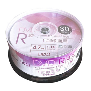 lazos ラソス ラソス L-CP30P DVD-R CPRM対応 30枚 16倍速対応 ホワイトプリンタブル lazos
