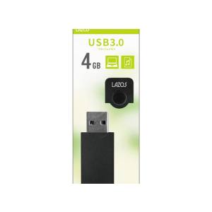 LAZOS LAZOS L-US4-CPB USBメモリ 4GB USB3.0 キャップ式 ブラック