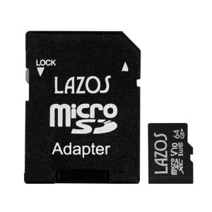  LAZOS ラソス L-B64MSD10-U3V10 高耐久microSDXC 64GB UHS-I U3 V10 CLASS10
