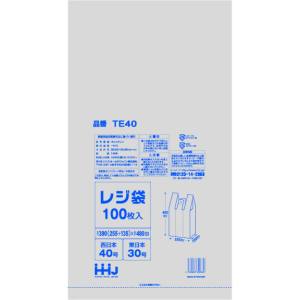 ハウスホールドジャパン レジ袋 40号 白 100枚 0.013mm厚ｘ390 マチ135ｘ480mm TE40 ハウスホールド