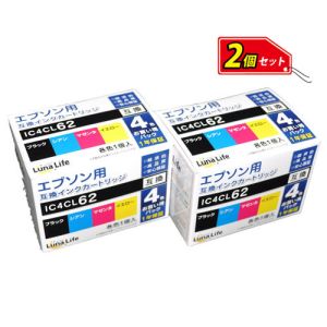 ワールドビジネスサプライ Luna Life エプソン用 互換インクカートリッジ IC4CL62 4本パック×2 お買得セット LN EP62/4P*2PCS