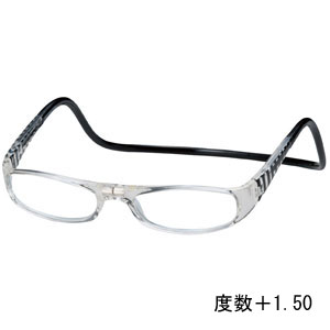 オーケー光学 OHKEI オーケー光学 クリック ユーロ ブラック&クリアー 度数+1.50 老眼鏡 CliC Euro
