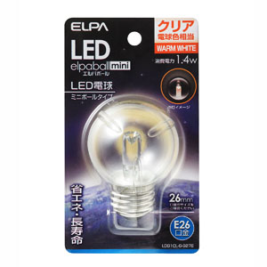 朝日電器 エルパ ELPA エルパ LDG1CL-G-G276 LED装飾電球 ミニボール球形 E26 G50 クリア電球色 ELPA 朝日電器