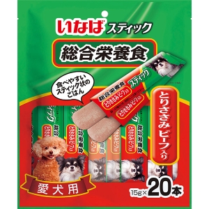 いなばペットフード いなば いなば スティック 総合栄養食 とりささみ ビーフ入り 15g×20本入