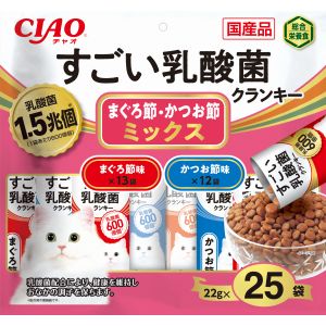 いなばペットフード いなばペットフード CIAO すごい乳酸菌クランキー まぐろ節 かつお節ミックス 22g×25袋