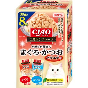 いなばペットフード いなば CIAO こだわりフレーク やわらか仕立て まぐろ かつおバラエティ 30g×8袋