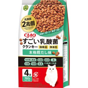 いなばペットフード いなば チャオ すごい乳酸菌 クランキー 本格鰹だし味 760g 190g×4袋 322330 CIAO