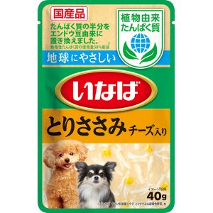 いなばペットフード いなば 植物由来たんぱく質パウチ とりささみ チーズ入り 40g