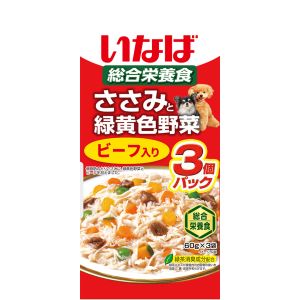 いなばペットフード いなば ささみと緑黄色野菜 ビーフ入り 60g×3