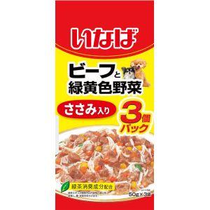 いなばペットフード いなば ビーフと緑黄色野菜 ささみ入り 50g×3袋