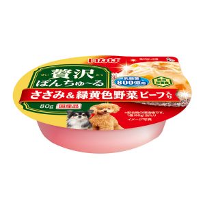 いなばペットフード いなば 贅沢ぽんちゅーるカップ ささみ 緑黄色野菜 ビーフ入り 80g