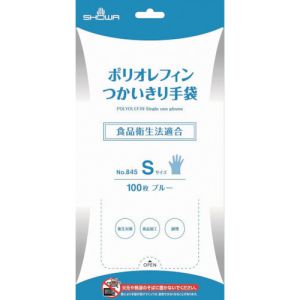 ショーワグローブ ショーワグローブ NO845-S ポリオレフィンつかいきり手袋 100枚入 Sサイズ ブルー