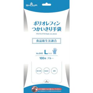 ショーワグローブ ショーワグローブ NO845-L ポリオレフィンつかいきり手袋 100枚入 Lサイズ ブルー