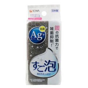 東和産業 TOWA 東和産業 すご泡Ag+抗菌スポンジ ソフト グレー 13805